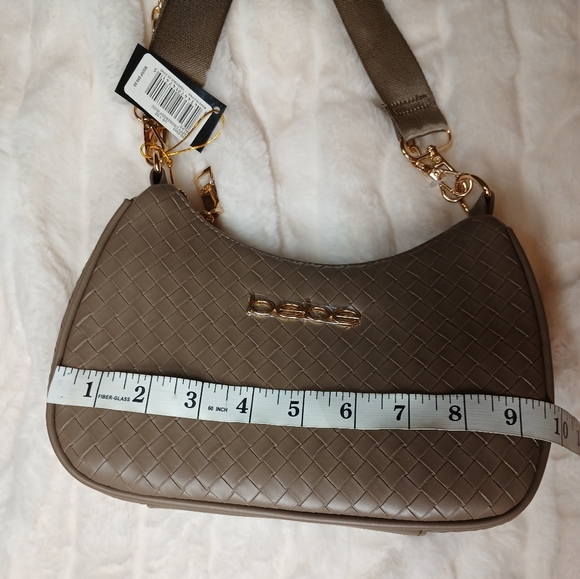 Bebe Taupe Woven Crossbody Bag with Coin Pouch NWT Fall - Picture 14 of 16